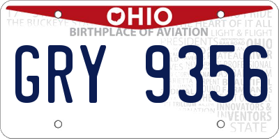 OH license plate GRY9356