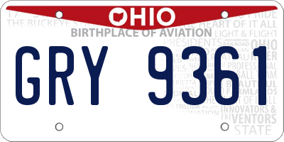 OH license plate GRY9361