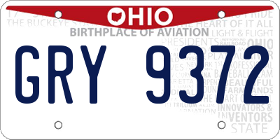 OH license plate GRY9372
