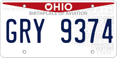 OH license plate GRY9374