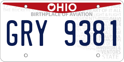 OH license plate GRY9381
