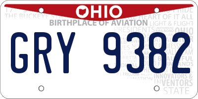 OH license plate GRY9382