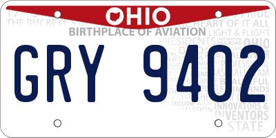 OH license plate GRY9402