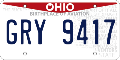 OH license plate GRY9417
