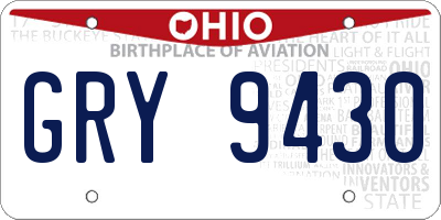 OH license plate GRY9430