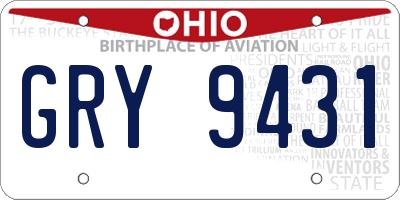 OH license plate GRY9431