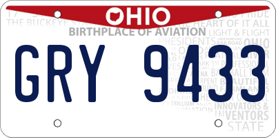 OH license plate GRY9433