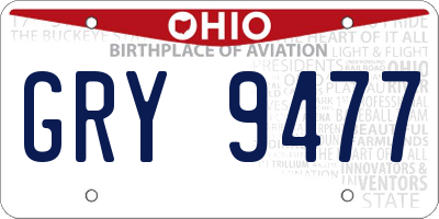 OH license plate GRY9477
