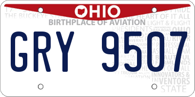 OH license plate GRY9507