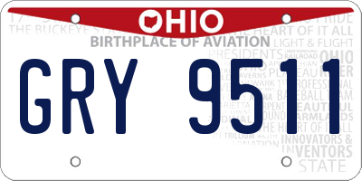 OH license plate GRY9511