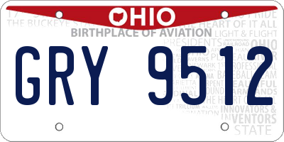 OH license plate GRY9512