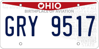 OH license plate GRY9517