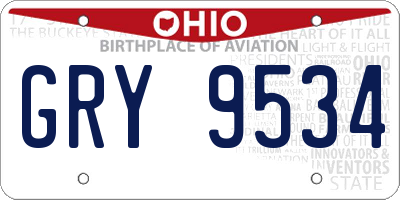OH license plate GRY9534