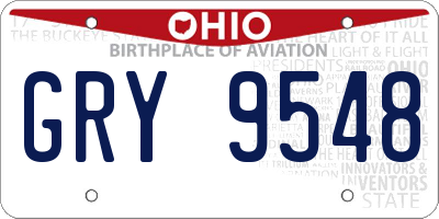 OH license plate GRY9548