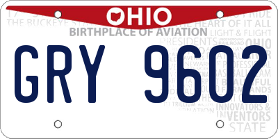 OH license plate GRY9602