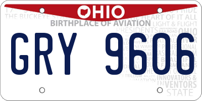 OH license plate GRY9606