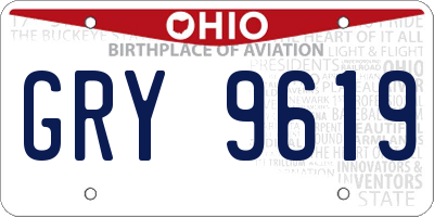 OH license plate GRY9619