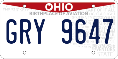 OH license plate GRY9647