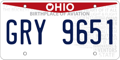 OH license plate GRY9651