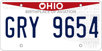 OH license plate GRY9654