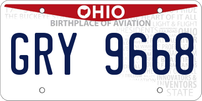 OH license plate GRY9668