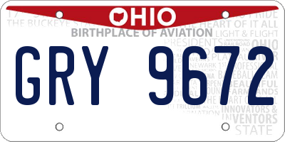 OH license plate GRY9672