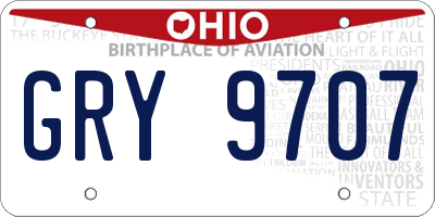 OH license plate GRY9707