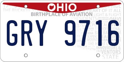 OH license plate GRY9716