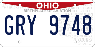 OH license plate GRY9748