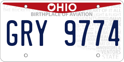 OH license plate GRY9774