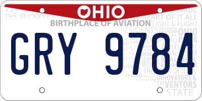 OH license plate GRY9784