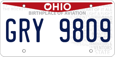 OH license plate GRY9809