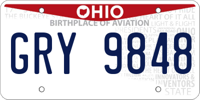 OH license plate GRY9848