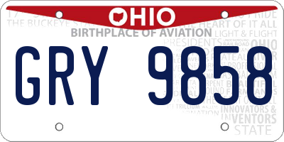 OH license plate GRY9858