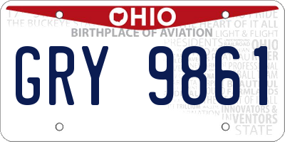 OH license plate GRY9861