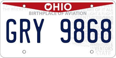 OH license plate GRY9868