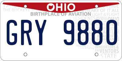 OH license plate GRY9880