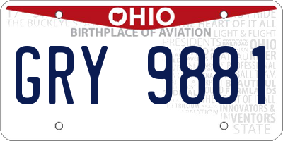 OH license plate GRY9881