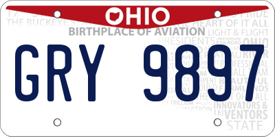 OH license plate GRY9897