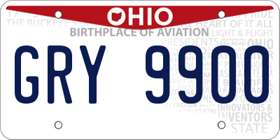 OH license plate GRY9900