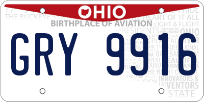 OH license plate GRY9916