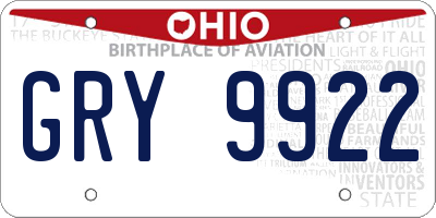 OH license plate GRY9922