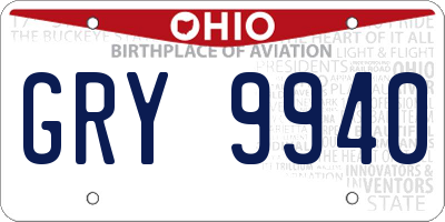 OH license plate GRY9940