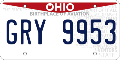 OH license plate GRY9953