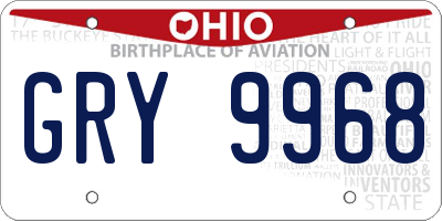 OH license plate GRY9968