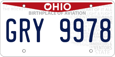 OH license plate GRY9978