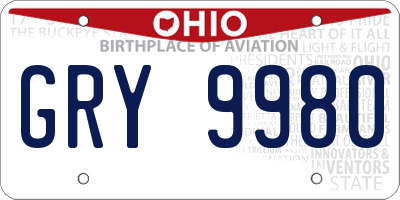OH license plate GRY9980