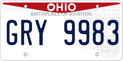 OH license plate GRY9983