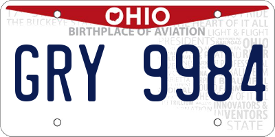 OH license plate GRY9984