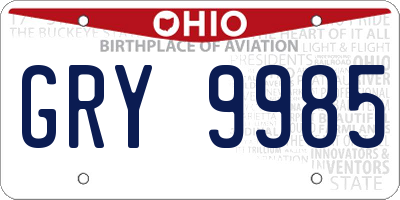 OH license plate GRY9985
